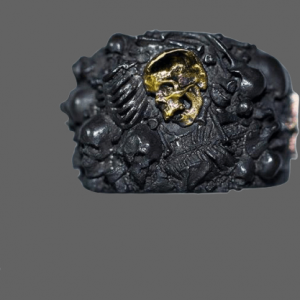 Bague tete de mort de luxe argent et or