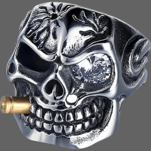 Bague tete de mort au cigare