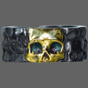 Bague tete de mort luxe (Argent/Or)