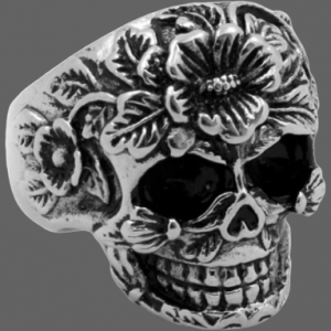 Bague Tete de mort florale
